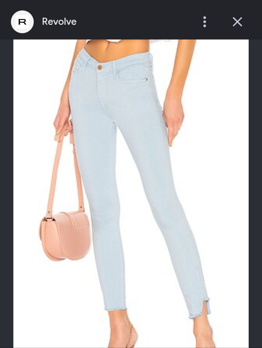 REVOLVE  Frame Pale Blue High-Rise Skinny Jeans with Ankle Slit